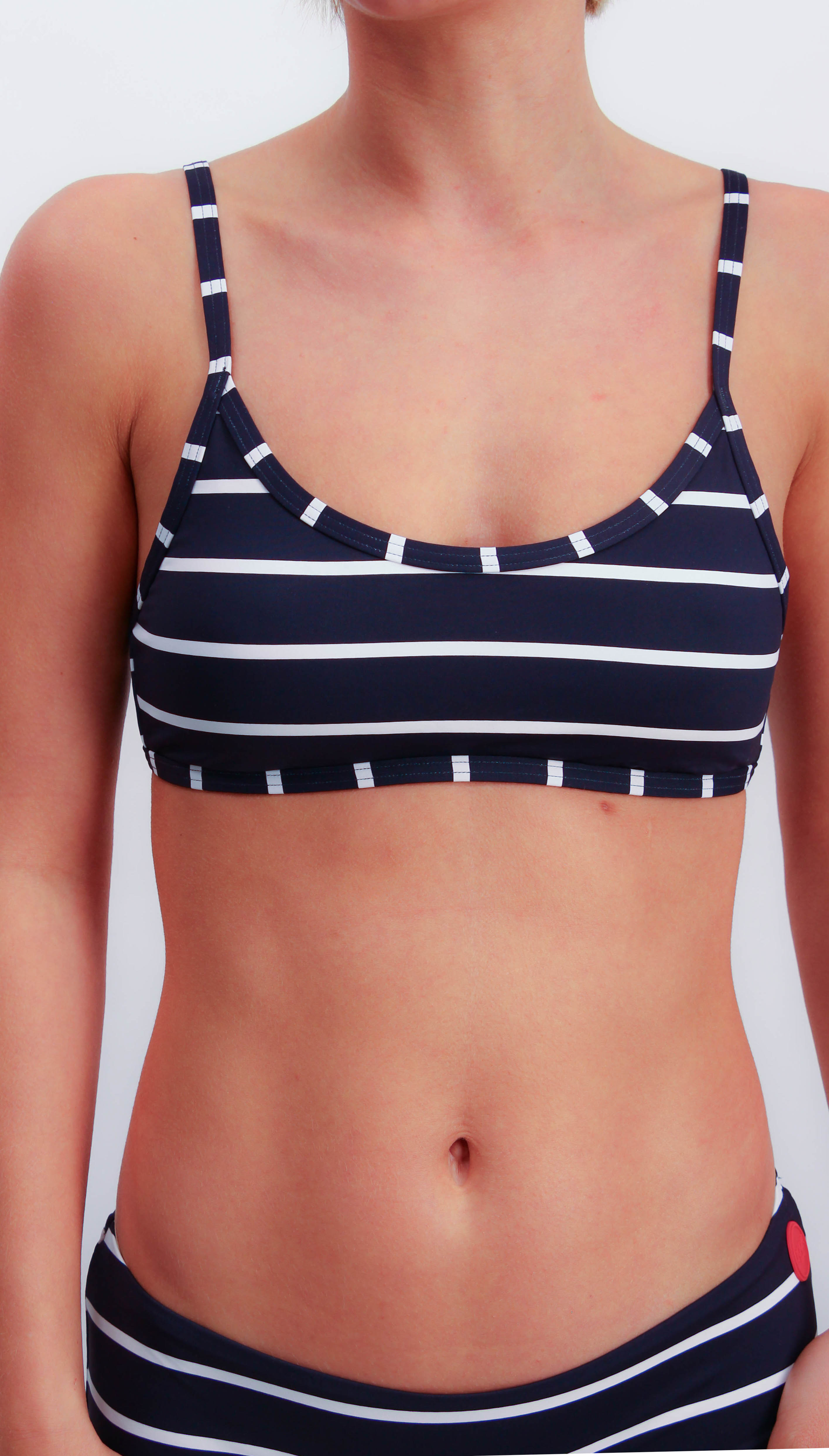 Bustier-Bikini-Top JOOP "JEANS Easy Summer", Damen, Gr. 42, N-Gr, blau (navy aop), Microfaser, Obermaterial: 83% Polyamid, 17% Elasthan, gestreift, Bikini-Oberteile, im lässigen Streifen-Design, herausnehmbare Pads Image