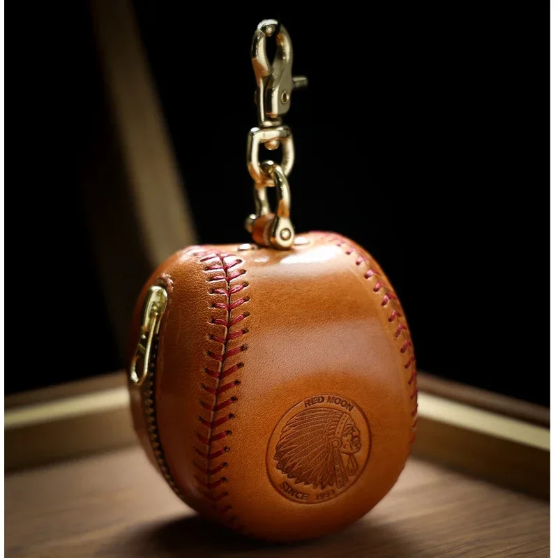 Handgefertigte Baseball-Schlüsselanhänger aus Leder, Tasche, Kopfhörerhülle, Münzgeldbörse Image
