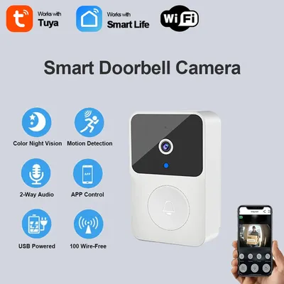 Wifi Nachtsicht Kamera Türklingel Tuya Smart AC Power USB Batterie Typ Smart Leben Türklingel Smart Home Sicherheit Video Türklingel
