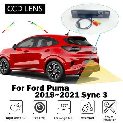 Rear view camera for Ford Puma 2019~2023 SYNC 3 Night Vision Trunk Handle Backup Reverse Camera work with original Headunit