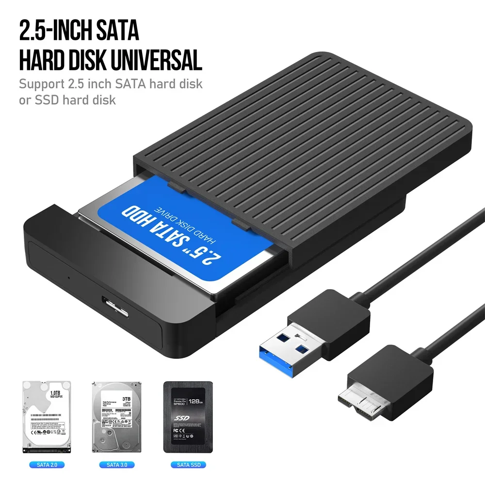 USB 3.0 HDD Gehäuse 2,5" Typ C Mikrokabel Externe Festplatte Festplatte USB 3.1 Gehäuse 2,5 Zoll SSD SATA Box für Notebook PC Adapter Image