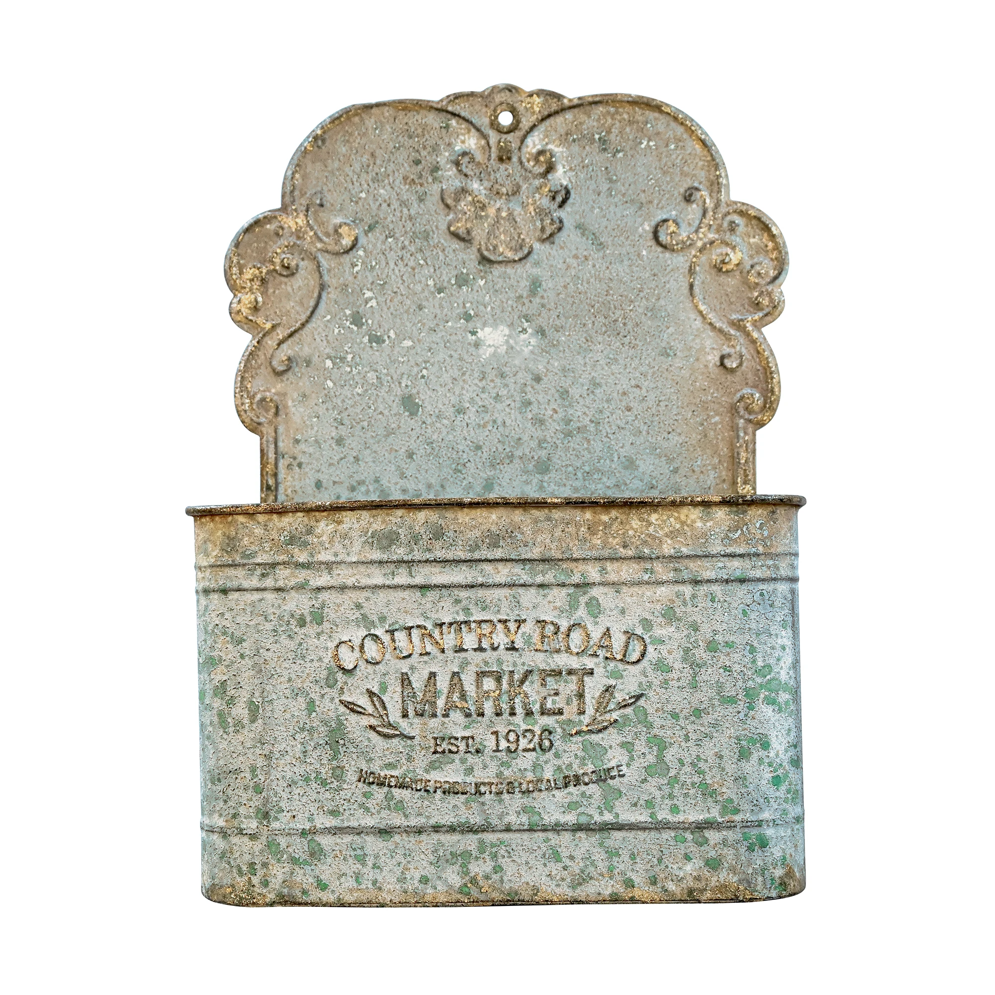 Wandpflanzer aus Metall für den Außenbereich, Wandbehang, Wandpflanzer für Bauernhaus-Gartendekoration, 24,3 x 13,2 Zoll Image