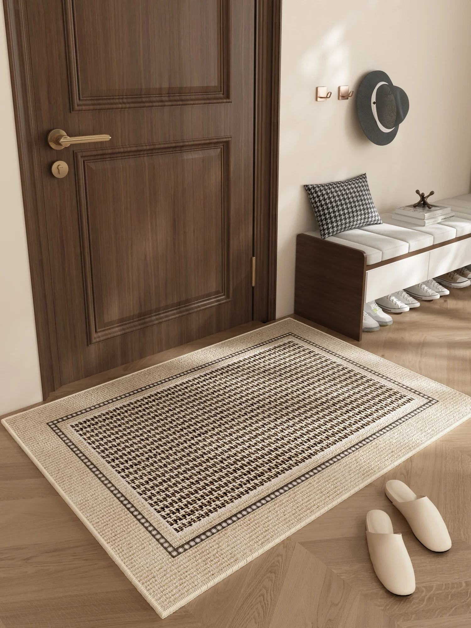 VIKAMA Einfache Stil-Eingangstür-Bodenmatte, wasserdichter Antifouling-Teppich, kann abgewischt werden, waschbare Fußmatte für Eingangstüren, Heimteppich