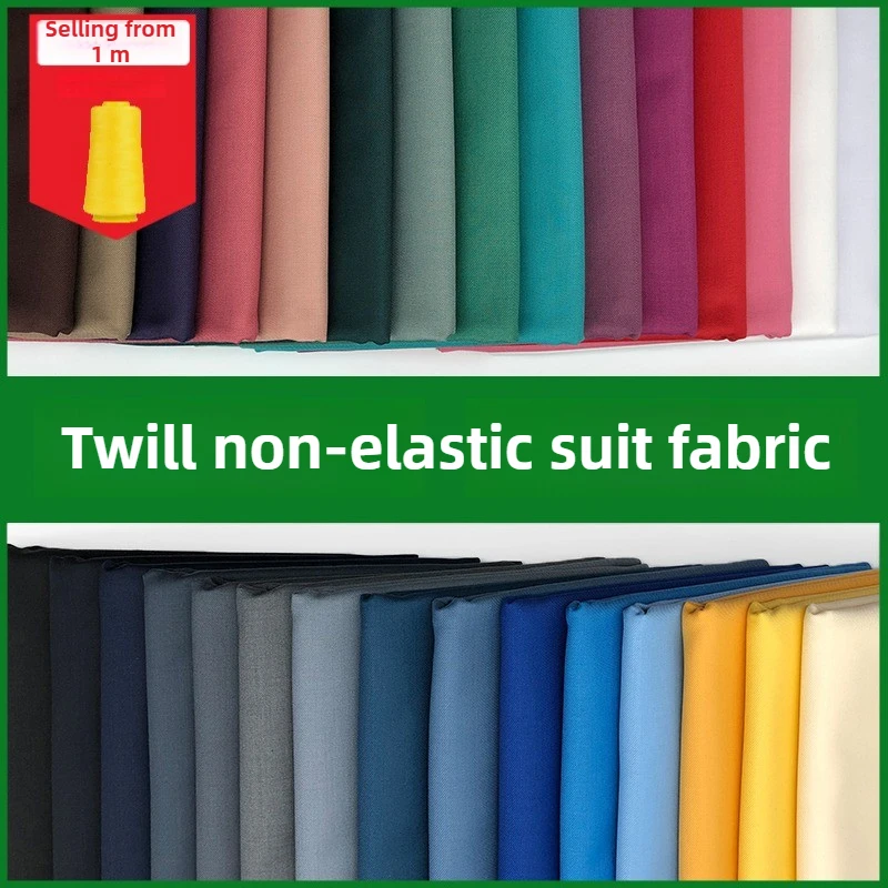 Twill-Anzugstoff, atmungsaktiv, Meterware für Kleidung, Hose, Weste, Damen, plissiertes Kleid, Nähen, Sommer, Textil, Herren, Stoff, Schwarz