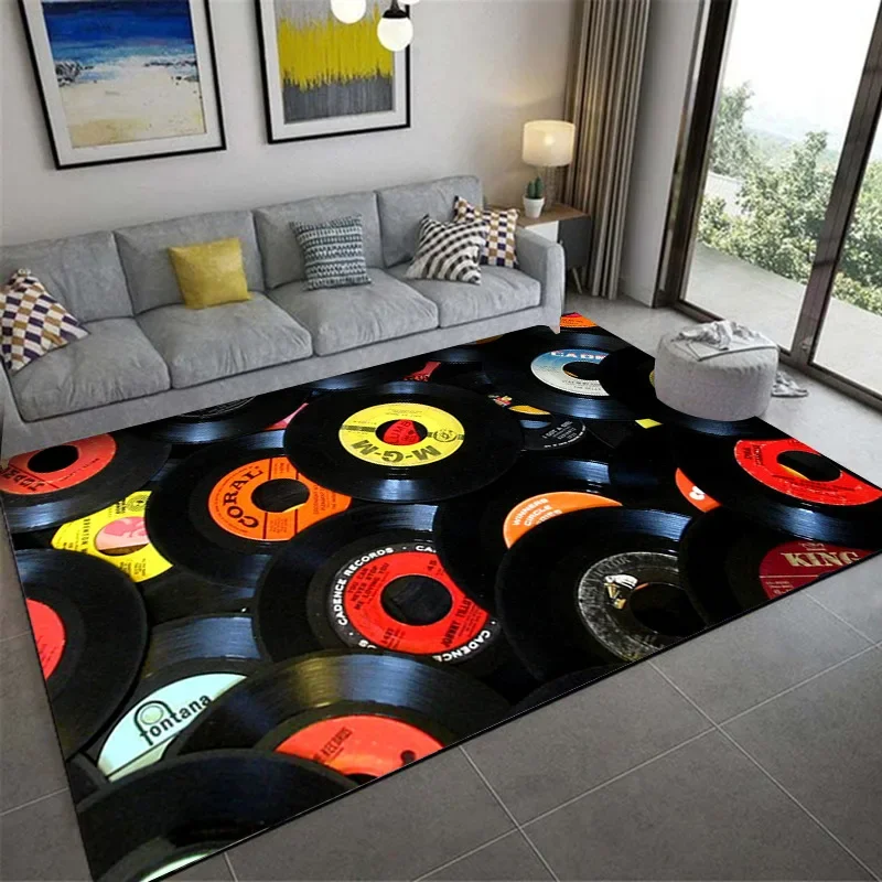 1PC 3D Vinyl Schallplatte Wohnzimmer Kristall Samt Teppich Schmutzabweisend Sofa Beistelltisch Matte Schlafzimmer Bett Decke Wohnkultur Image
