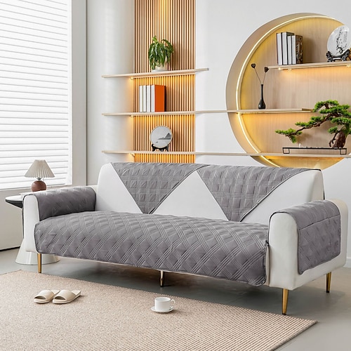 wasserdichte Sofaabdeckung für Kissencouch Sofaabdeckung für Hunde wasserfeste Möbelschutzabdeckung mit Schaumstoffstäben elastische Bänder für Haustierkatze Image