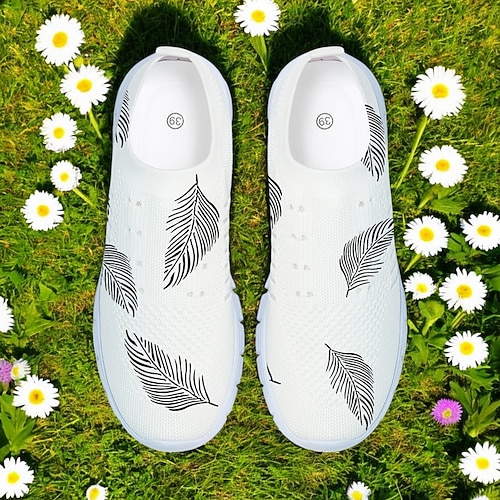 Slip-On-Sneaker aus floralem Mesh für Damen – leichte, atmungsaktive Wanderschuhe für die Freizeit, Reisen und Outdoor-Aktivitäten Image