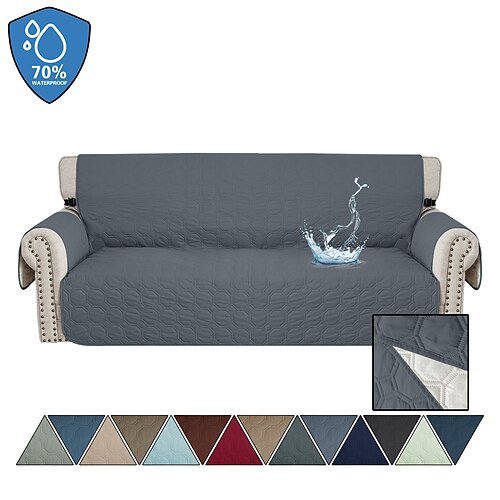wasserdichte Sofaabdeckung für Kissencouch Sofaabdeckung für Hunde wasserfeste Möbelschutzabdeckung mit Schaumstoffstäben elastische Bänder für Haustierkatze Image