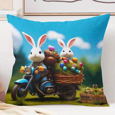Oster Lustiger Hase Dekorative Kissenbezug 1PC Weicher quadratischer Sofakissenbezug für Schlafzimmer Wohnzimmer Sofa Stuhl