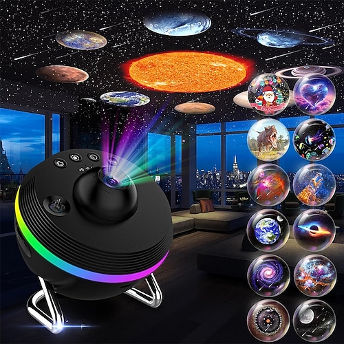 Meteorprojektor LED Deko Nachtlicht Galaxie Projektor 360° Planetarium Nachtlicht Lampe Decken Weltraum Sternenhimmel Projektor mit Lichtstreifen Meteor für Kinderzimmer Geburtstag Weihnachtsgeschenk Image