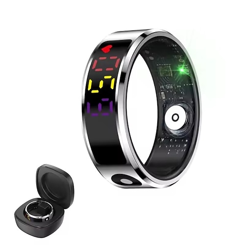Smart Ring Fitness Tracker hochpräziser Aktivitätsmonitor mit LED-Display wasserdichtes intelligentes Gesundheitswearable Schlaf- und Sportverfolgungsring für Männer und Frauen Bluetooth-App verbunden Image