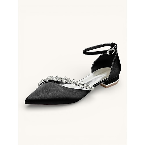 Elegante, spitz zulaufende Damen-Schuhe mit niedrigem Absatz und Kristallriemen – bequeme Abendschuhe für formelle Anlässe Image