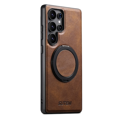 Handy Hülle Handyhüllen Für Samsung Galaxy S26 Ultra S25 S24 S23 S22 Plus Ultra Rückseite Mit Ständer Magnetisch Unterstützt kabelloses Laden Retro TPU PC PU-Leder Image