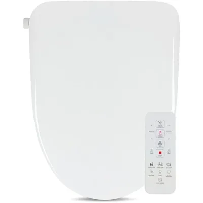 HOME.UX Pearl Bidet Toilet Seat in Elongated White Ultra Low Profile Endless Warm Water Arced