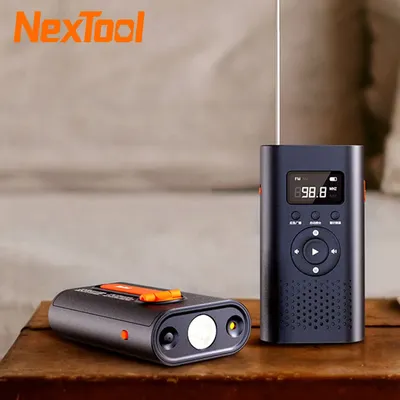 NexTool 6-in-1 AM FM Radio Flashlight 4500mAh Manual Power Generation Alarm Laser Light Outdoor