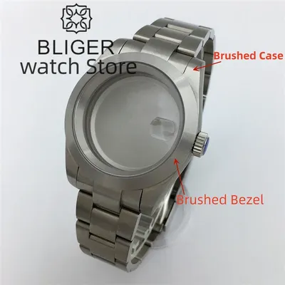 BLIGER 36mm/39mm Whole Bbrushed Watch Case Sapphire Glass Fit NH34 NH35 NH36 NH38 NH70 NH72 ETA2824 36 PT5000 DG Miyota Movement