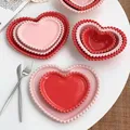 Creativo rosa perline puntini cuore in ceramica piatto da pranzo stoviglie casa dessert piatto da torta piatto da insalata in porcellana utensili da cucina nuovo
