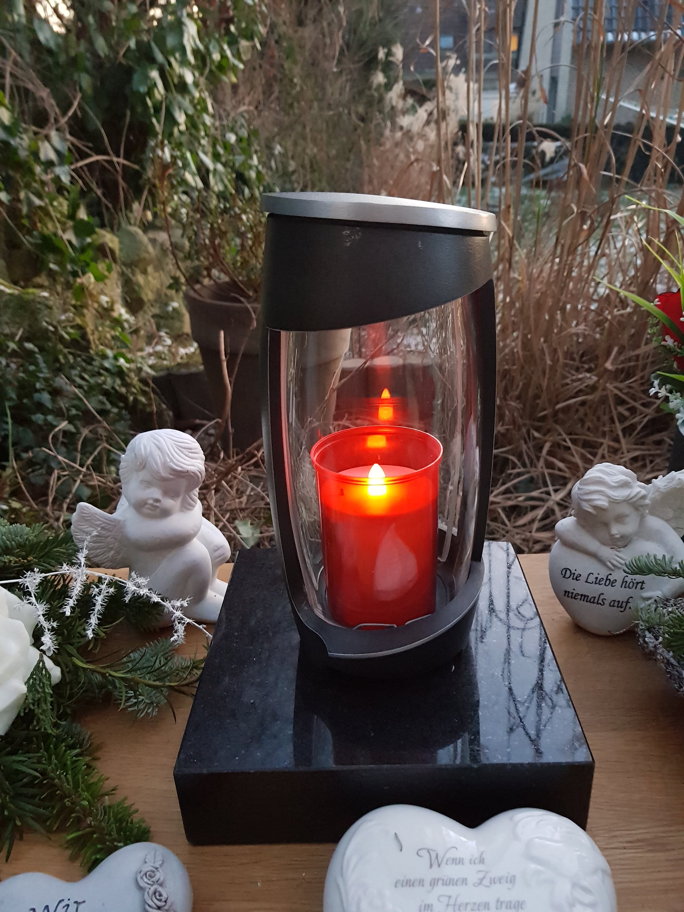 Alluminio, grigio scuro, lampada per tomba, lampada per tomba, lampada per cimitero, lampada per cimitero, decorazione per tomba, garanzia, articolo d