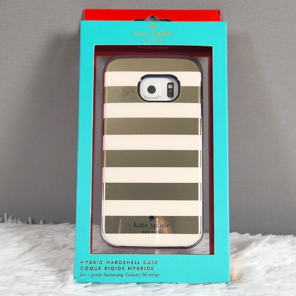 Kate Spade Cell Phones & Accessories | Kate Spade Samsung Galaxy S6 Edge, Striped Phone Case - Gold, White & Navy, New | Color: Gold/White | Size: Samsung Galaxy S6 Edge