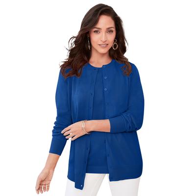 Plus Size Women's Fine Gauge Cardigan by Jessica London in Dark Sapphire (Size 14/16) Sweater