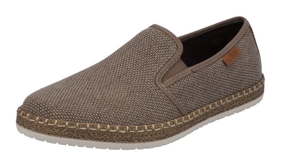 Espadrille RIEKER, Herren, Gr. 41, grau (taupe), Textil, Schuhe Espadrille, Slipper, Strandschuh, Sommerschuh mit Stretcheinsätzen