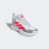 Basketballschuh ADIDAS PERFORMANCE "CROSS 'EM UP SELECT MID KIDS", Gr. 38, cloud weiß, halo blau, lucid rot, Textil, sportlich, Schuhe