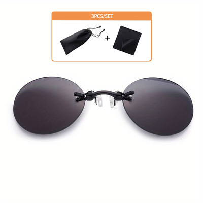 TEMU 3pcs/set Frameless Nose Clip Fashionable Glasses, Retro Round Clip Fashion Glasses, Ultra Light, Glasses Image