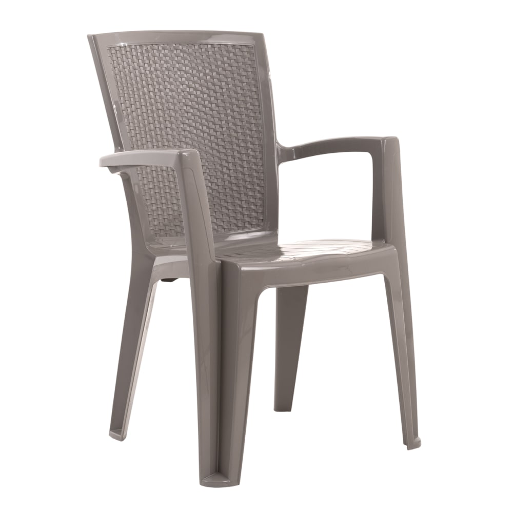 Set di 4 sedie impilabili in polipropilene con braccioli tortora