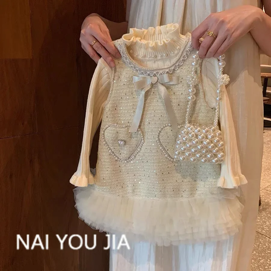 Kinderkleidungsset 2024, neue Baby-Plüschweste, Rock, modisches zweiteiliges Set, Baby-Kleidung für Mädchen Image