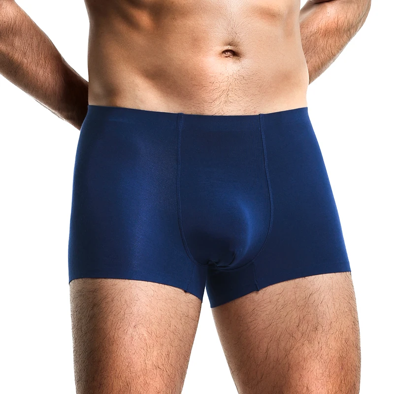 5er-Pack Herrenunterwäsche, nahtlose Boxershorts in reiner Farbe, sexy, atmungsaktive Boxershorts mit mittlerer Taille für Herren, All-Inclusive-Spot