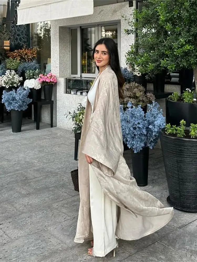 Ramadan Eid Open Dubai Luxus Abaya Damen Modest Kimono Mantel 2025, Muslim für Frauen, Islam Kleidung, Kebaya Robe Femme Musulmane Image