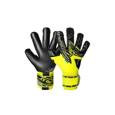 Torwarthandschuhe REUSCH "Attrakt Gold X Evolution", Damen, Gr. 7,5, silber (gelb, silberfarben), 5% Polyamid, 5% Polyurethan, 38% Polyester, 52% Elastodien, mehrfarbig, sportlich, Handschuhe, mit nahtloser Passform Image