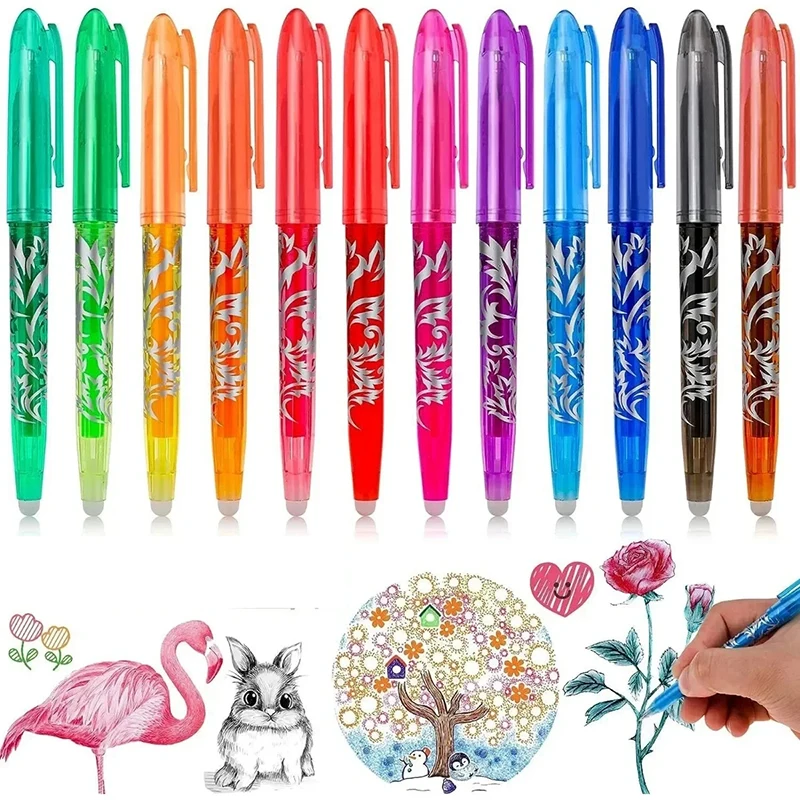 8/12 farben Löschbaren Gel Stift Set 0,5mm Kugelschreiber Waschbar Griff Schule Büro Schriftlich Liefert Kawaii Schreibwaren Image