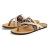 Zehentrenner LASCANA, Damen, Gr. 41, schwarz (schwarz, leo), Obermaterial: 100% Rindsleder. Decksohle: 100% Rindsleder. Laufsohle: 100% Synthetik, metallic, casual, Schuhe, Sandale, Pantolette aus Leder mit Korkfußbett