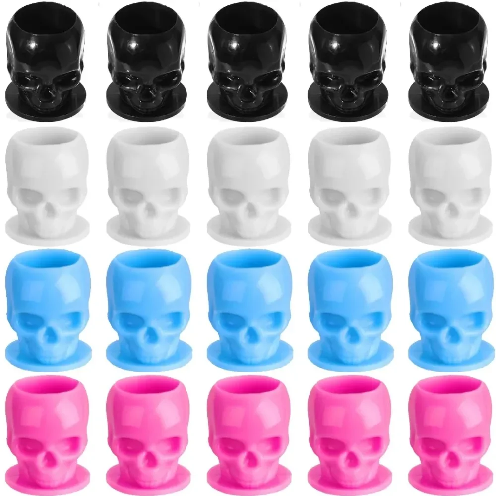 50 Stück Einweg Tattoo Schädel Tinte Tassen Permanent Make-up Färbung Pigment Tasse Behälter Tattoo Zubehör für Tätowierer Image