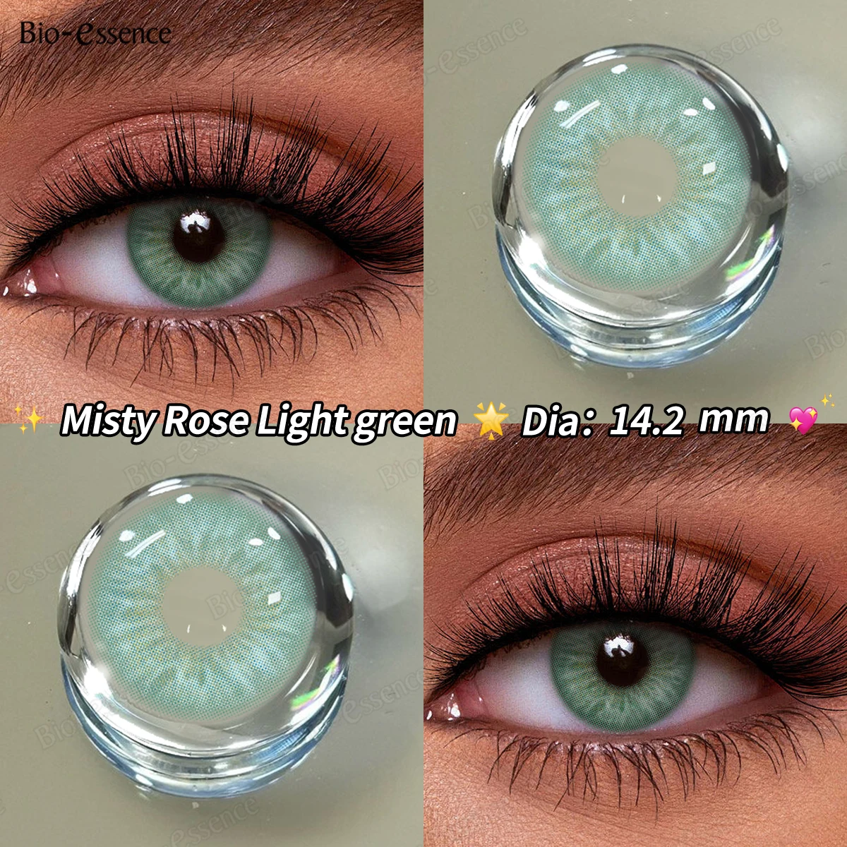 Bio-essence 1 Paar farbige Kontaktlinsen für Augen, natürliche Augenschüler, Kontaktblaue Linsen, grüne Linsen, modische Linsen, 2 Stück Image