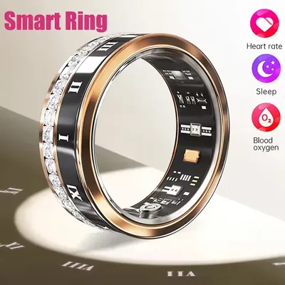 Diamant Smart Ring Für Xiaomi Samsung Ring Herzfrequenz Druck Blut Sauerstoff Schlaf überwachung IP68 Wasserdichte Sport Modi Ring Image