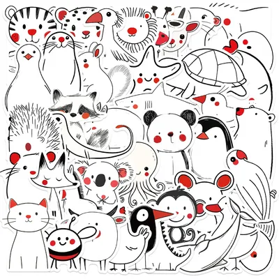 50 stücke Einfache Tiere Cartoon Graffiti Aufkleber Telefon Gitarre Laptop Notebook Koffer Wasser Tassen Wasserdichte Aufkleber Kinder Spielzeug Image