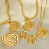 1 Stück Edelstahl große strukturierte Muschel große Ohr stecker unver wechselbare 18 Karat Gold Farbe Halskette/Ring für Frauen Punk Accessoire-Set