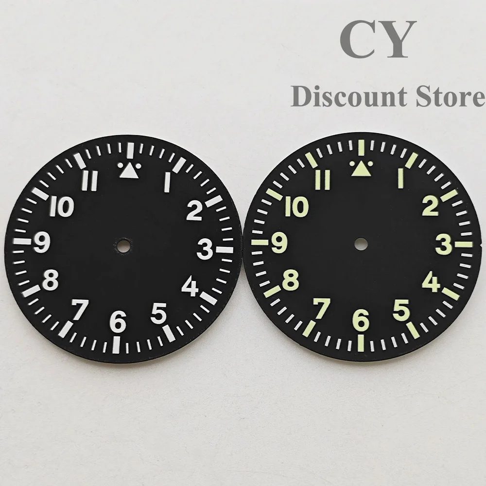 RICHUS NH35 Zifferblatt 35,5 mm schwarzes steriles Zifferblatt grün leuchtend passend für NH35 NH36 Miyota 8215 8205 821A DG2813 3804 Uhrwerk Image