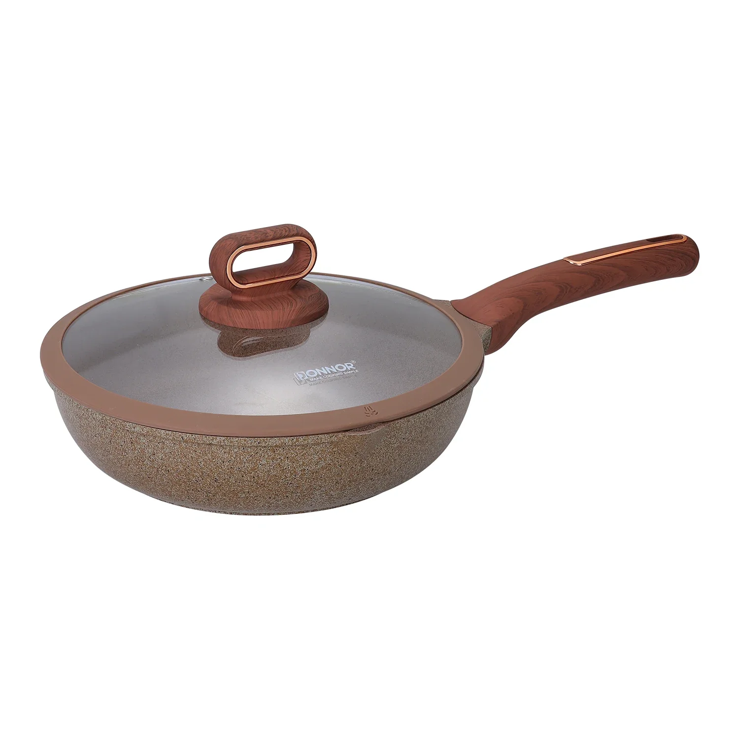 DONNOR Bratpfannen, antihaftbeschichtet, mit Deckel, 24,1 cm/2,5 Qt, Topf, Granitbeschichtung, Omelettpfanne, gesundes Kochgeschirr, gegrillte Steakpfannen Image