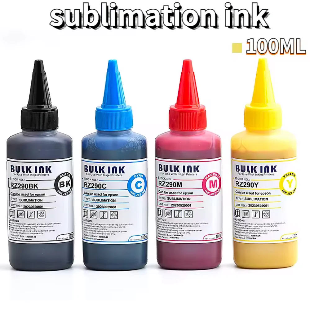 100 ml Sublimationstinte für Epson Desktop-Drucker, Wärmeübertragungstinte für T-Shirt-Baumwolle, Tassen, Metall-Sublimations-Tinten-Sets Image