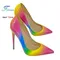 New Gradient Color Women's Pumps 8CM 10CM 12CM Iridescence Lady Shoes Office High Heels Mixed Color Sexy Pointy Toe Single Shoes
