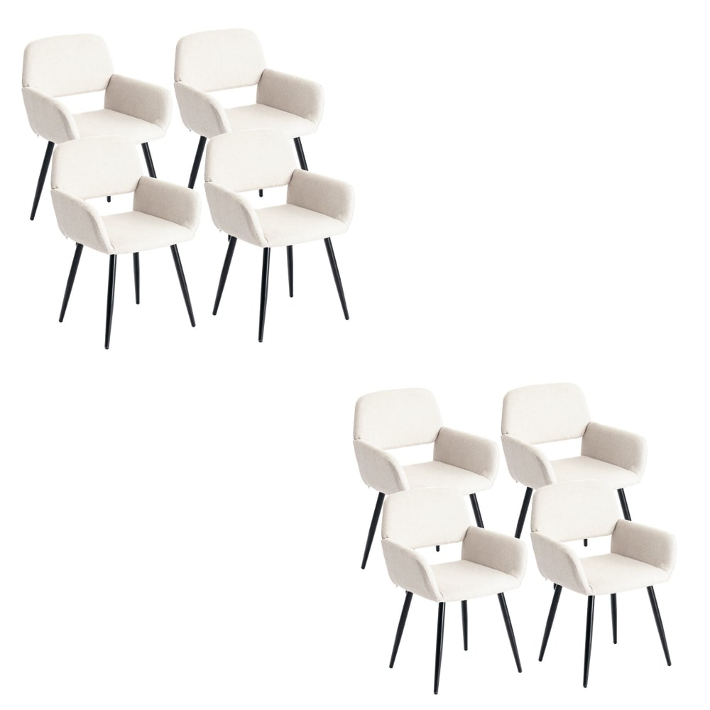 Lot de 8 chaises scandinaves tissu beige pieds noirs