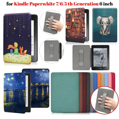 For Kindle Paperwhite 7th 6th 5th Generation Case 6 Inch PU Leather Case with Hand Strap DP75SDI