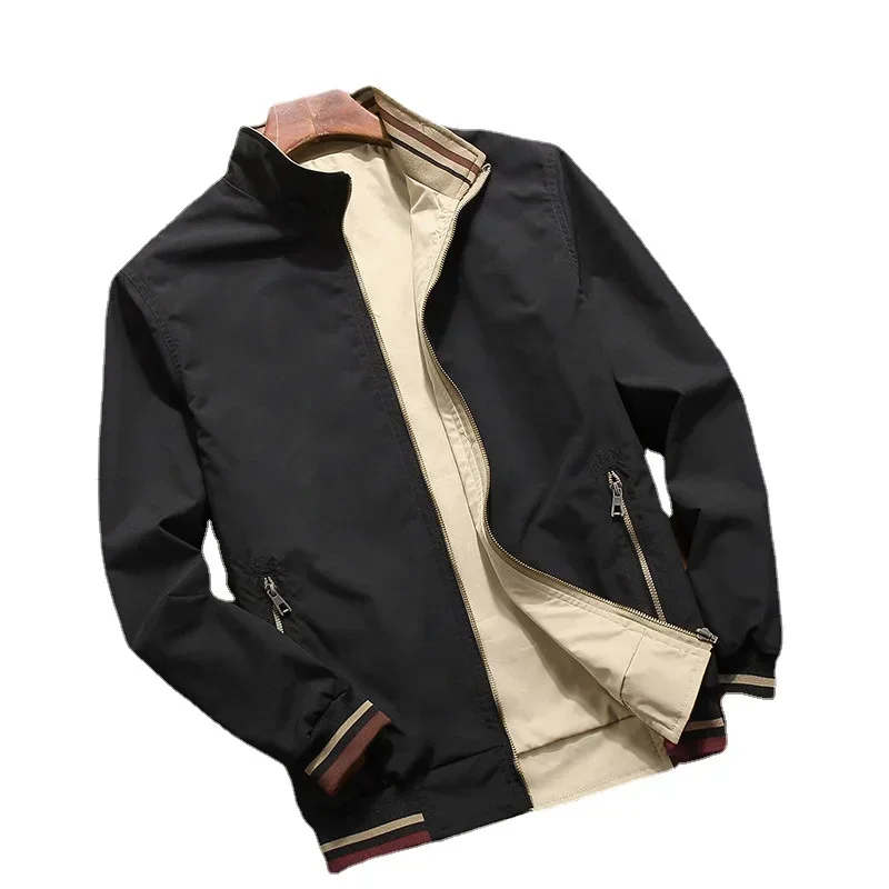 BROWON Jacket Men Spring Autumn 2025 New Mens Double Sided Wear Stand Collar Casual Jacket Youth Trend Jacket for Men Clothing
