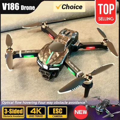 V186 Drone WIFI FPV 360° Laser Obstacle Avoidance 4K HD Three Camera Brushless Motor Optical flow
