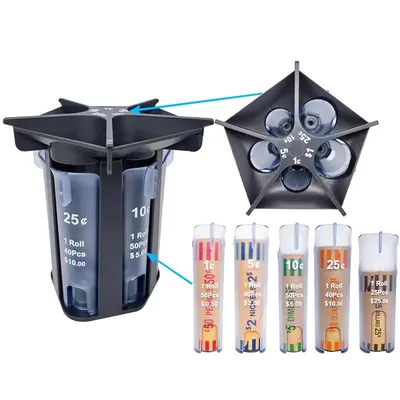 Coin Bank Coin Organizer Counter Machine With 5 In 1 Coin Sorter Tube Wrappers Holder Efficient