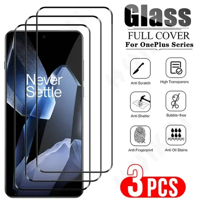 3 Pcs Tempered Glass Full Coverage Screen Protector For OnePlus 13 12 11 10 Pro 4G 5G Film Glass