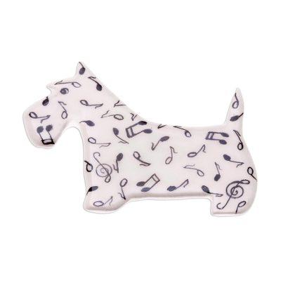 'Music-Themed Ceramic Scottish Terrier Brooch from Thailand'
